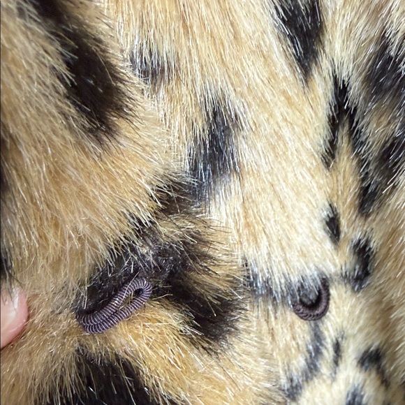 Faux Fur Leopard Print Coat Vintage 80s Large XL - Picture 6 of 9